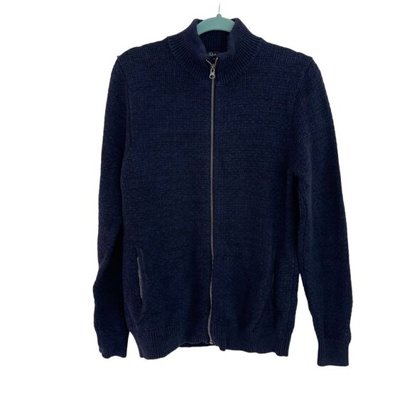 Rails Mens Jacket Size Large Blue Zipper Front Cotton Wool Knit Turtle Neck - Picture 1 of 9